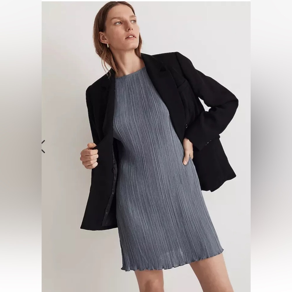 Madewell NWT Plissé Mini Tee Dress Teapot Blue - Size 8